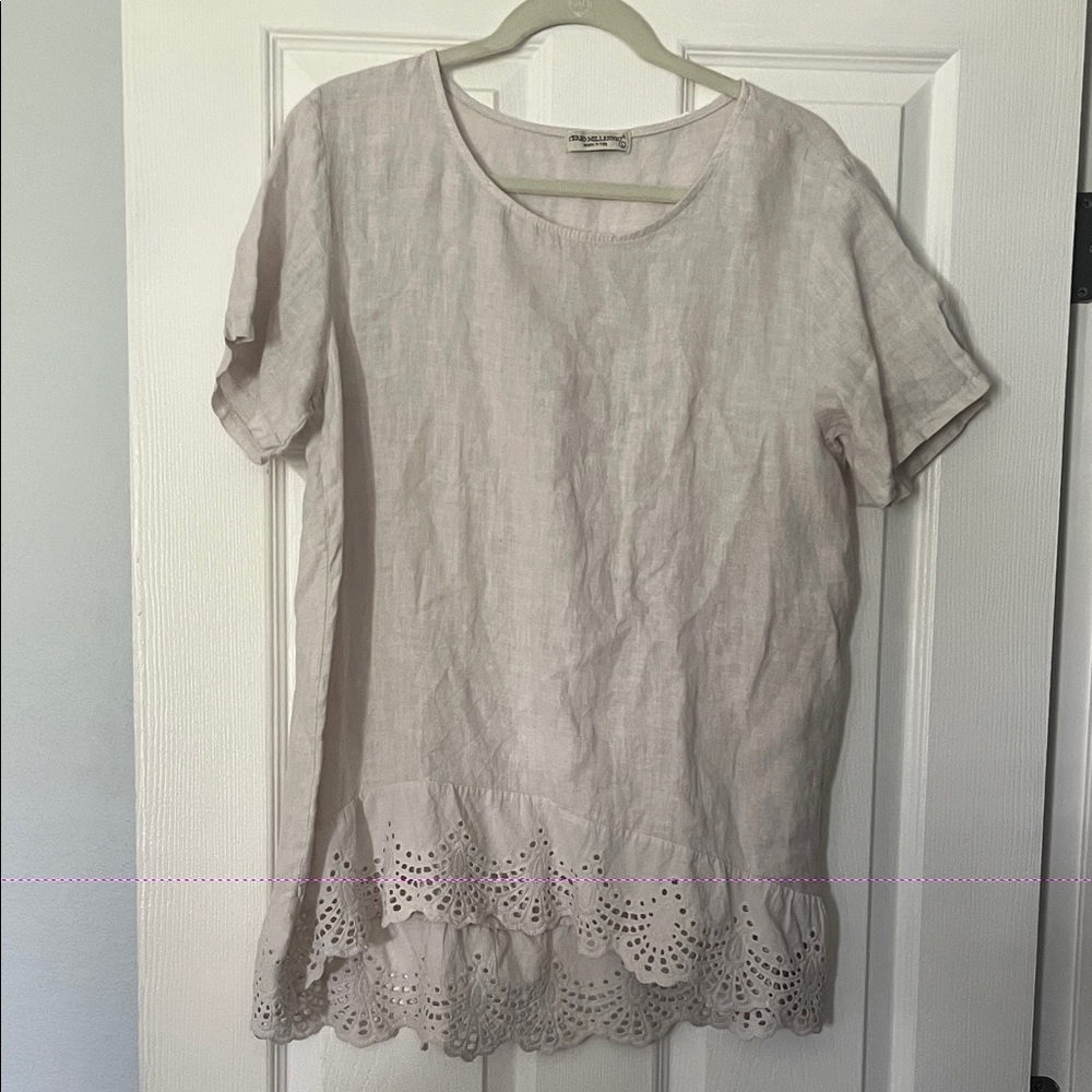 Chic Beige Eyelet Women's Blouse